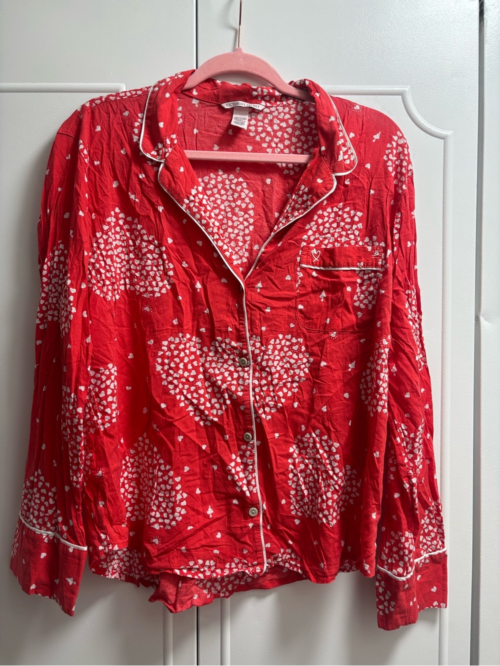Victoria's Secret Red Heart Print Pajama Top